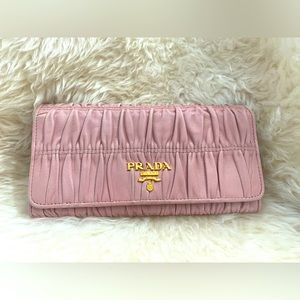 Prada Lambskin Leather Continental Wallet in Orchidea Pink